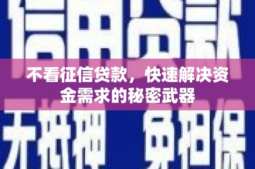 南朗不看征信贷款，快速解决资金需求的秘密武器